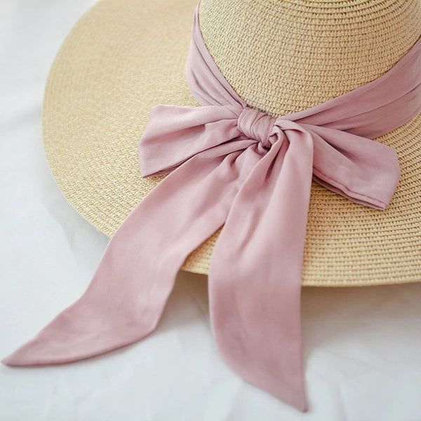 sombrero beige con lazo verano