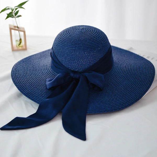 sombrero azul con lazo verano