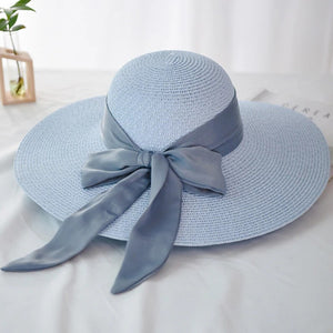 sombrero azul con lazo verano