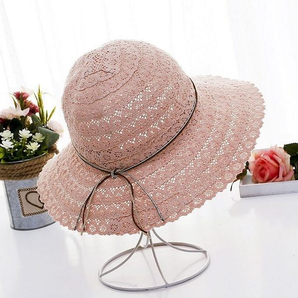 sombrero rosa verano encaje