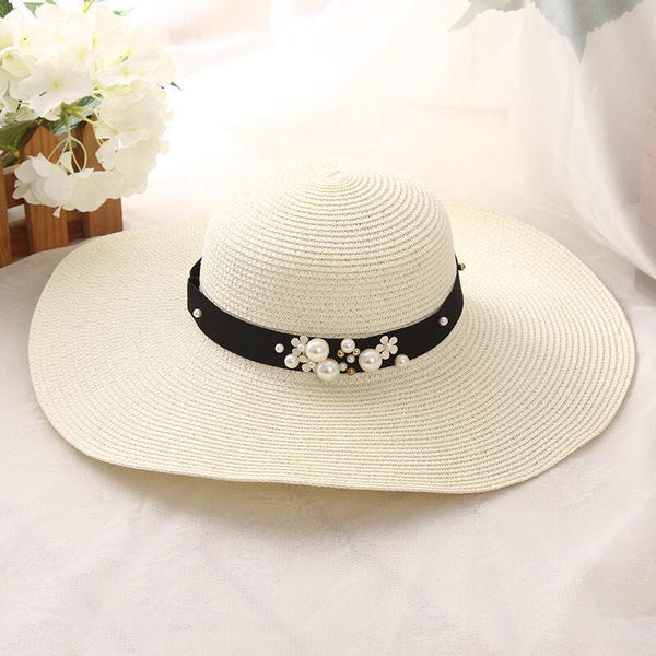 sombrero verano rafia perlas