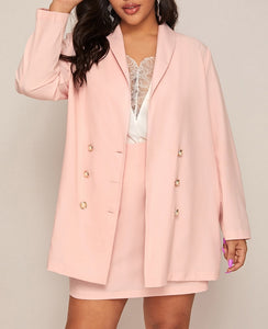 talla grande traje rosa chaqueta falda