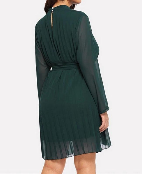 vestido verde plisado talla grande