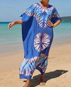 vestido de playa azul pareo kimono kaftan tunica verano 