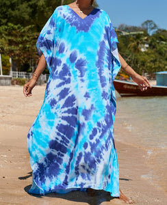 vestido de playa azul pareo kimono kaftan tunica verano