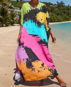 vestido de playa azul pareo kimono kaftan tunica verano