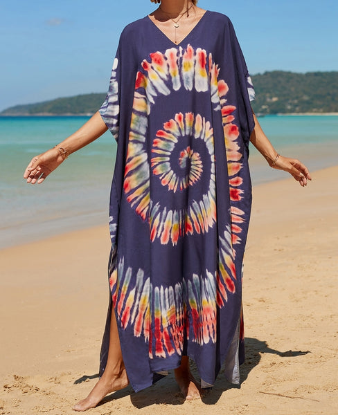 vestido de playa azul pareo kimono kaftan tunica verano 