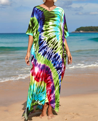vestido de playa kimono vestido verano estampado