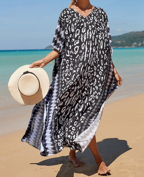 vestido de playa azul pareo kimono kaftan tunica verano