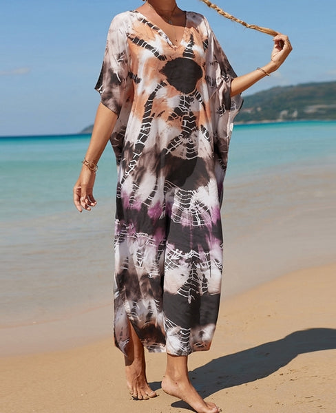 vestido de playa azul pareo kimono kaftan tunica verano