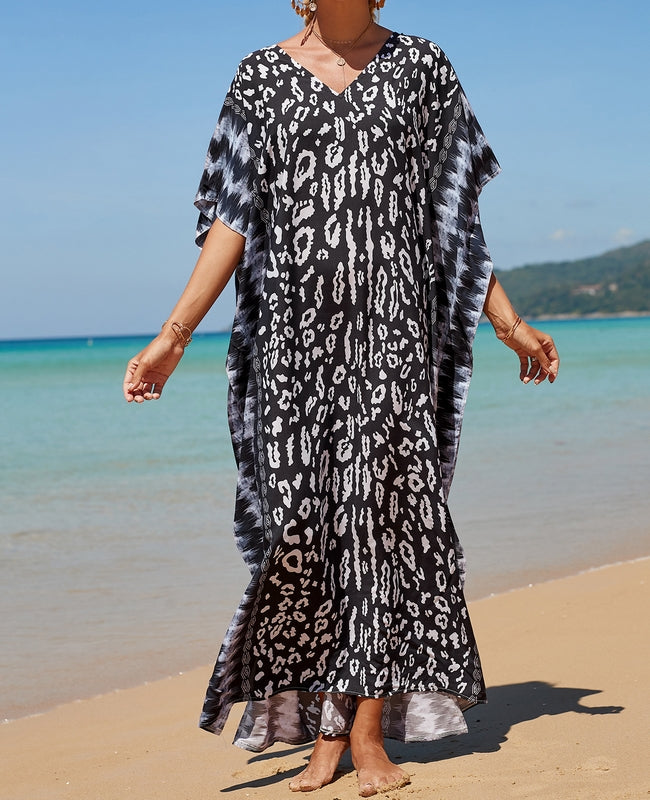 vestido de playa azul pareo kimono kaftan tunica verano