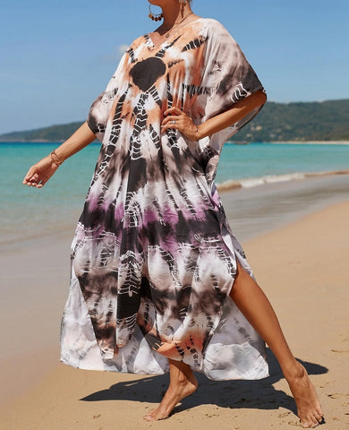 vestido de playa azul pareo kimono kaftan tunica verano