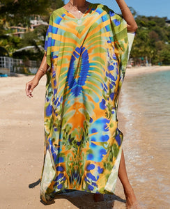 vestido de playa azul pareo kimono kaftan tunica verano