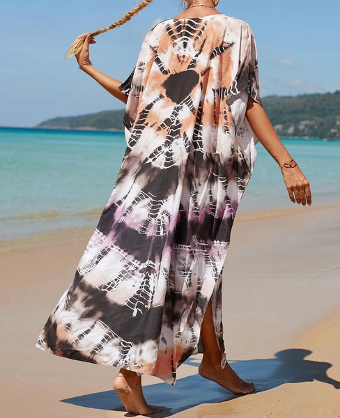 vestido de playa azul pareo kimono kaftan tunica verano