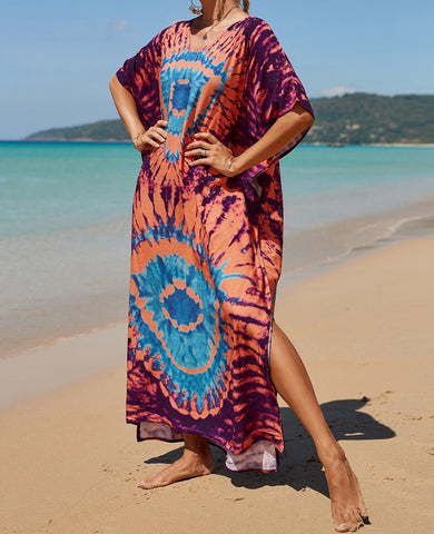 vestido de playa azul pareo kimono kaftan tunica verano