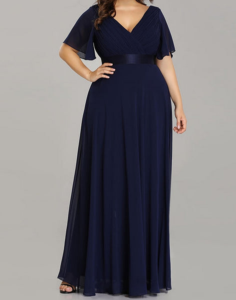 talla grande vestido largo azul