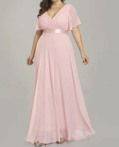 vestido largo rosa talla grande