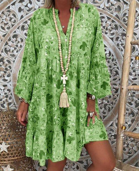 vestido estampado de talla grande verde