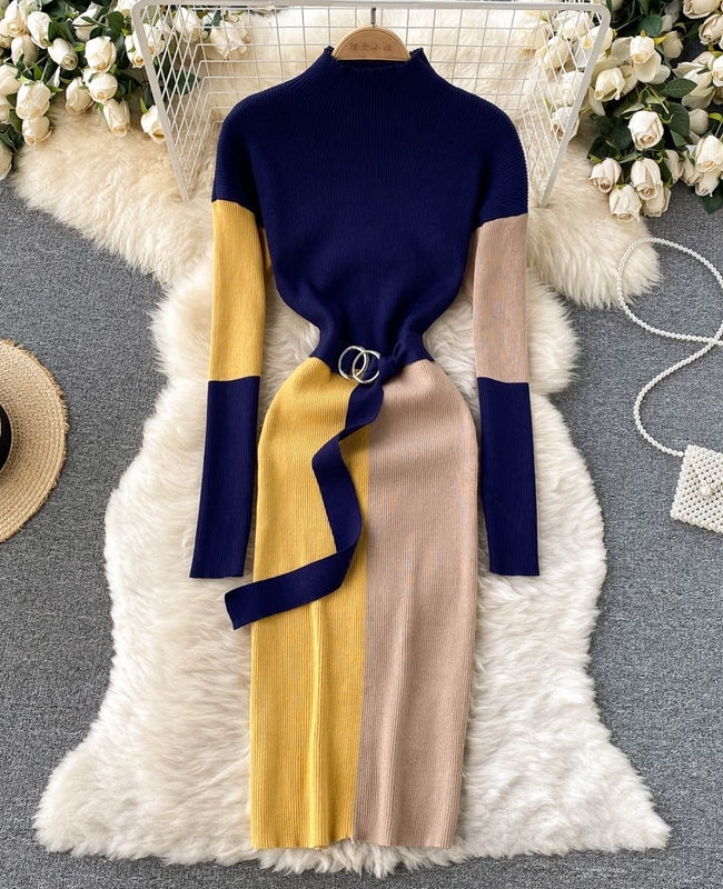 vestido estampado vestido azul amarillo mujer vestido elegante dress women shop store fashion style