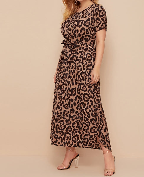 vestido largo talla grande leopardo