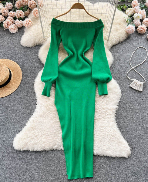 vestido largo vestido verde elegante vestido elastico