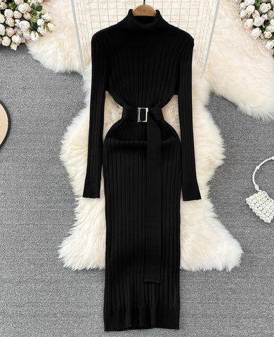 vestido negro largo vestido manga larga vestido elastico dress