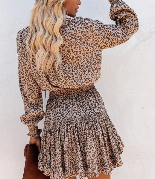 vestido manga larga leopardo
