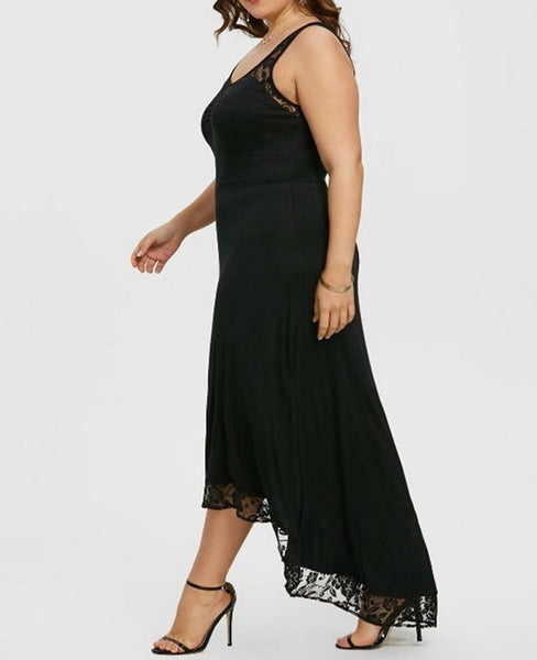 vestido negro talla grande elastico comodo talla big size vestido largo 