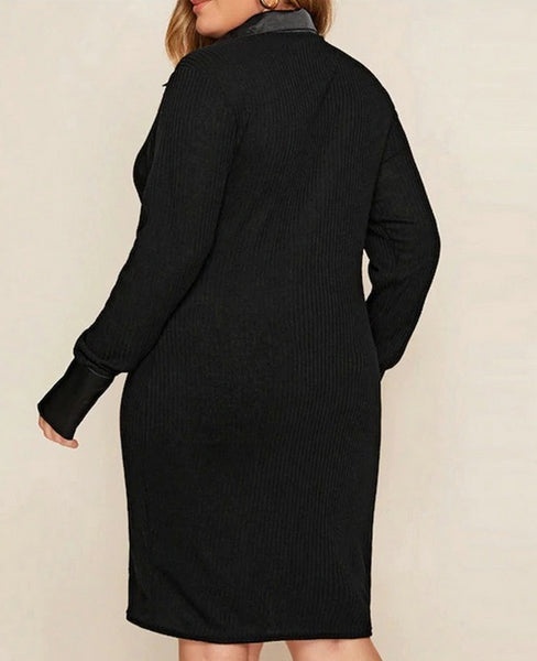 vestido negro talla grande manga larga