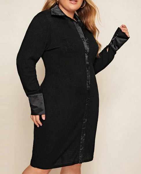 vestido negro talla grande manga larga