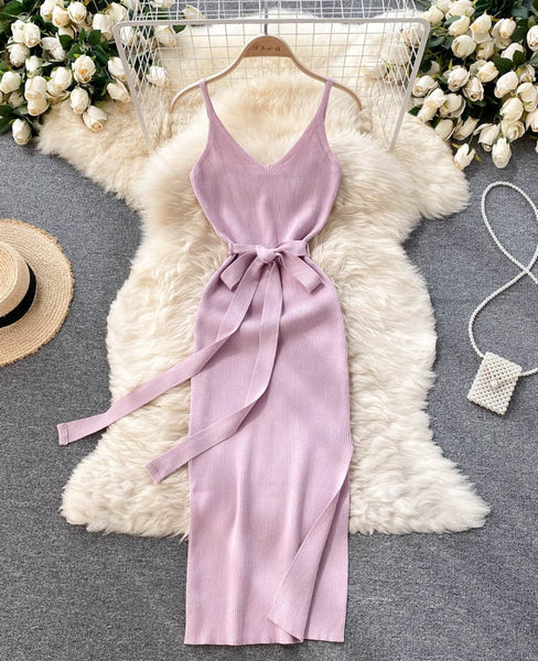 vestido rosa tirante elastico formal lazo