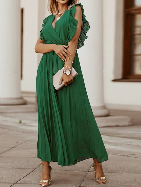 vestido tirante elegante verde