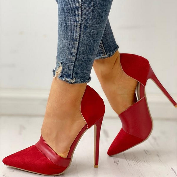 zapatos rojos abierto diseño piel
