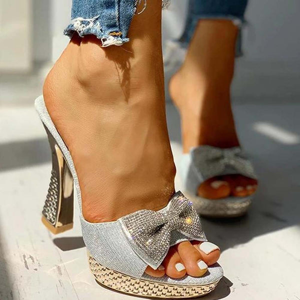 zapatos de tacon sandalias brillantes